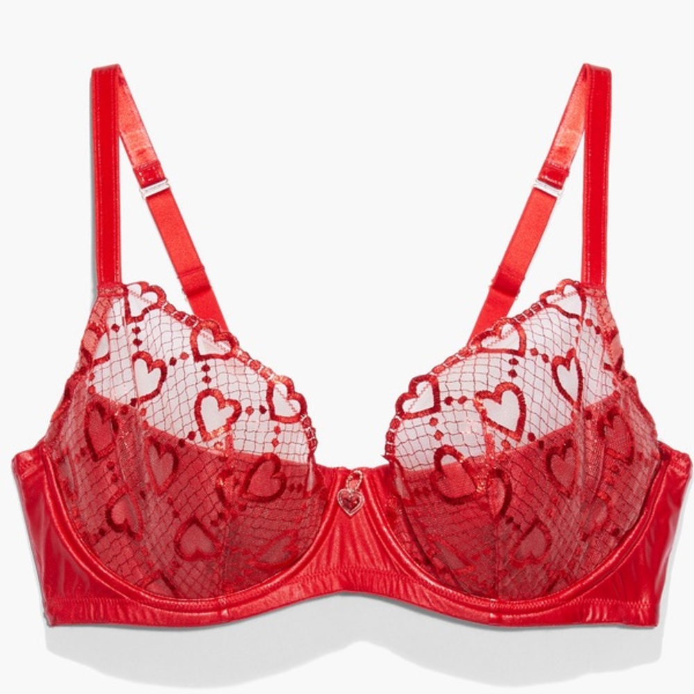 Savage X Fenty Red Heart Lace Underwire Bra